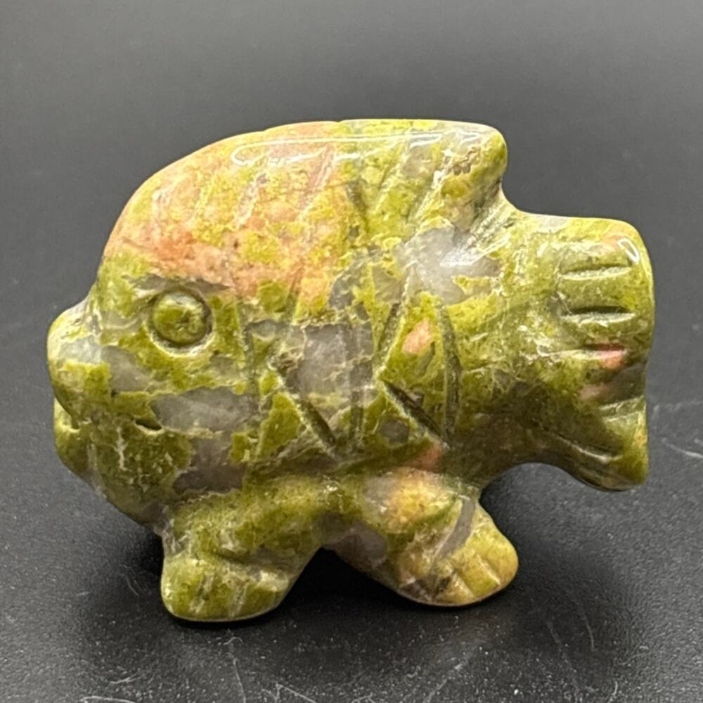 Cute Little Unakite Crystal Fish Carving!